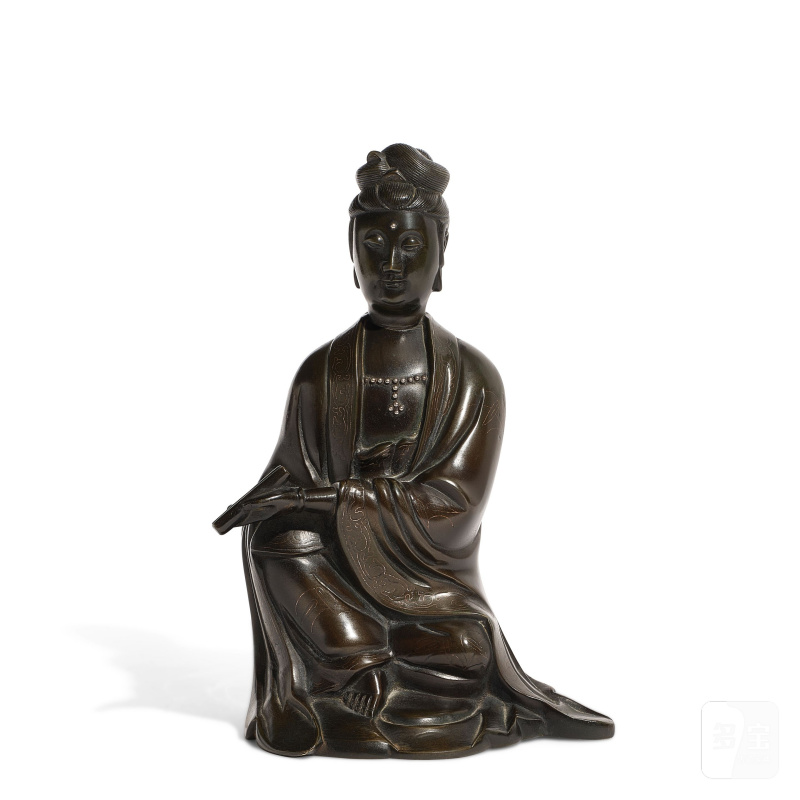 十九世紀 銅錯銀觀音坐像 | A SILVER-INLAID BRONZE FIGURE OF GUANYIN - 图3